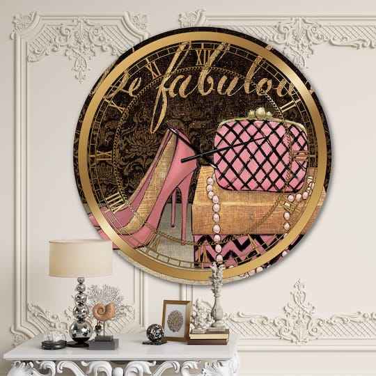 Designart Gold Fabulous Life Style III Glam Wall Clock